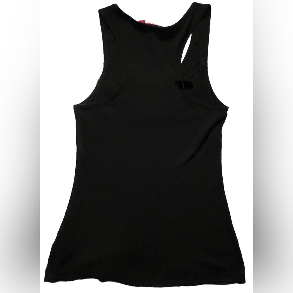 Elle Black Ruffle Front Ribbed Tank Top EUC M - Picture 8 of 9